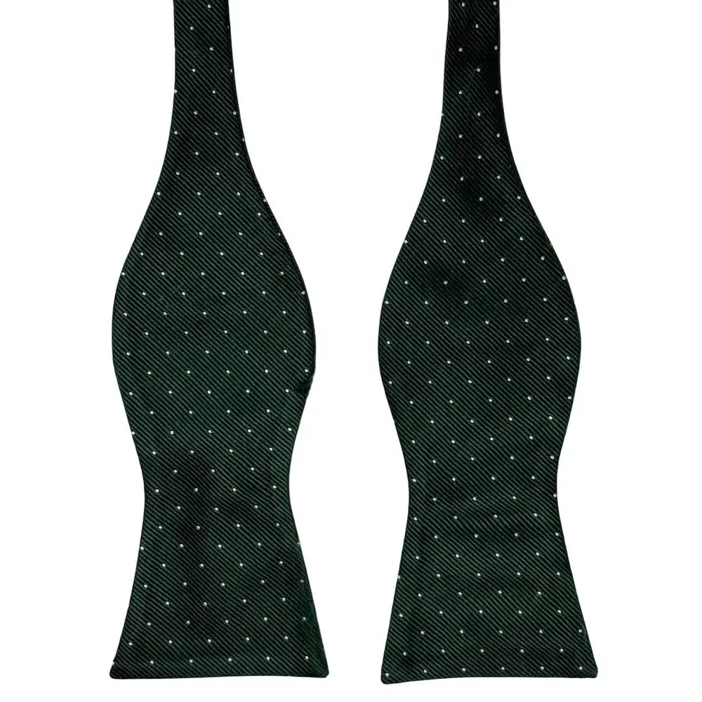 Tommy Hilfiger Green White Polka Dot Silk Self-Tie Bow Tie Adjustable